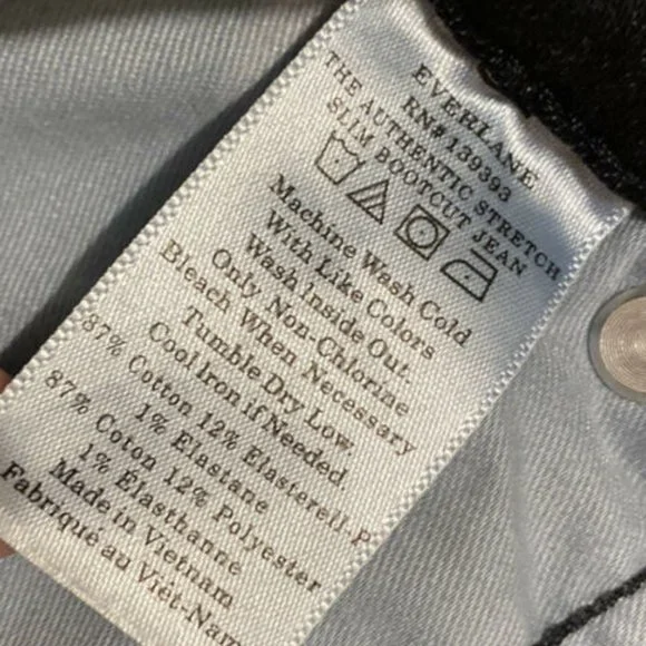 Everlane Size 30 Authentic Stretch Slim Bootcut Denim Jeans 27" Inseam Cropped - Picture 6 of 6